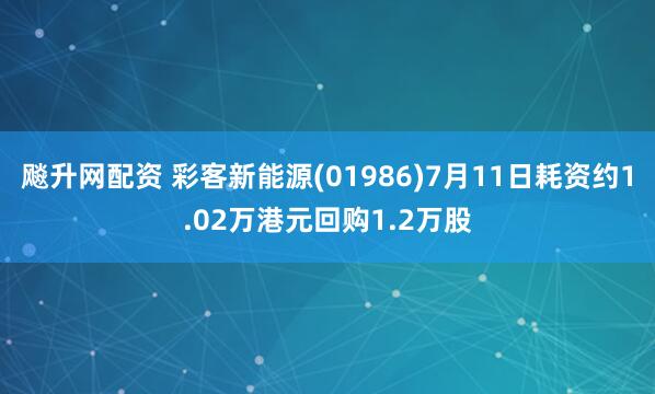 飚升网配资 彩客新能源(01986)7月11日耗资约1.02万港元回购1.2万股